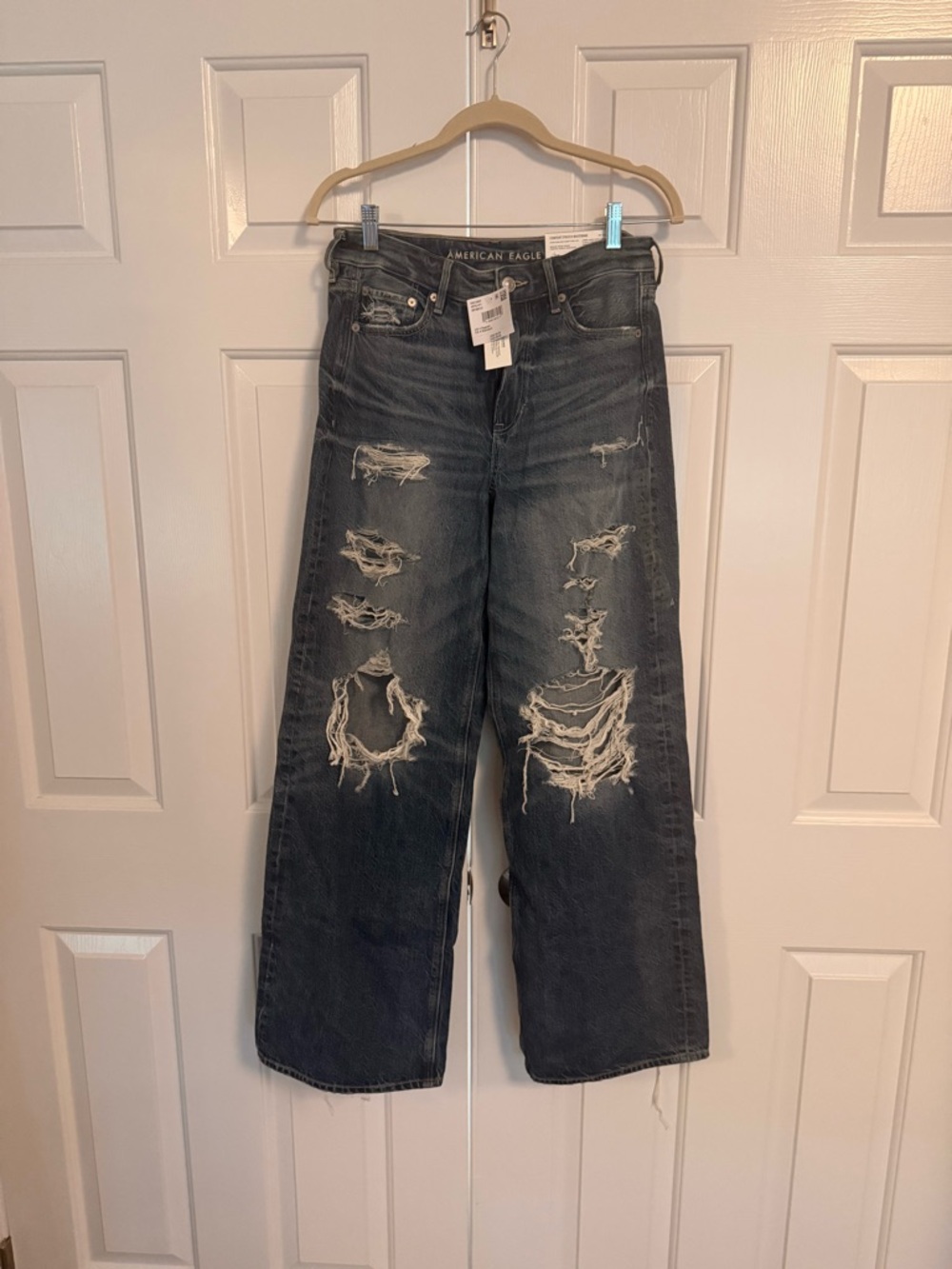 American Eagle Outfitters Women's BDistressed Wide-Leg Jeans